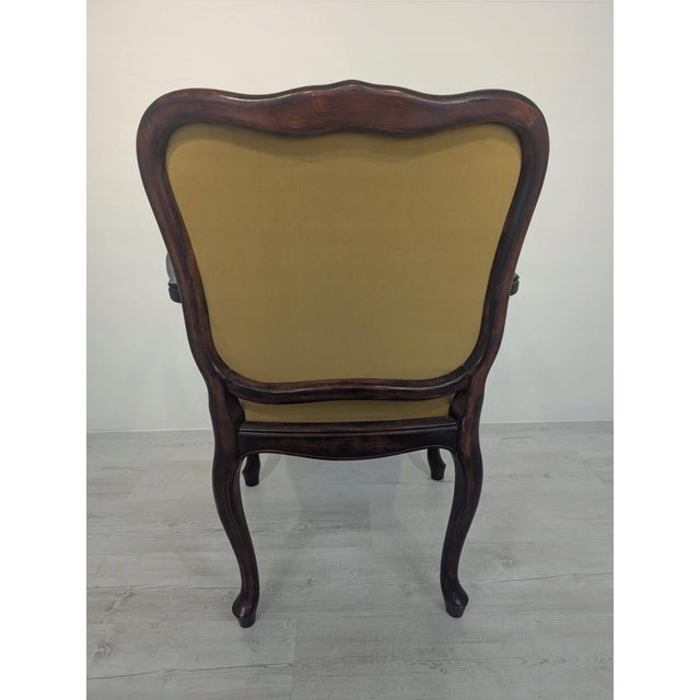 Louis Mustard Colored Armchair in Walnut For Sale - Image 4 of 8