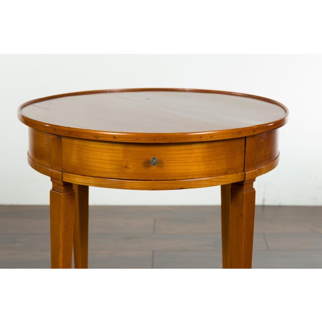 Brown French Napoléon III 1850s Walnut Side Table with Single Drawer and Tapered Legs For Sale - Image 8 of 12
