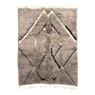Moroccan Beni Ouarain Rug 200x300 Cm Handmade Wool Berber Geometric Plush Carpet For Sale