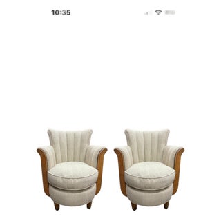 1930s Pair of French Art Deco Bergeres For Sale