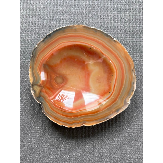 Brutalist 1980s Polished Carnelian Geode Catchall For Sale - Image 3 of 6