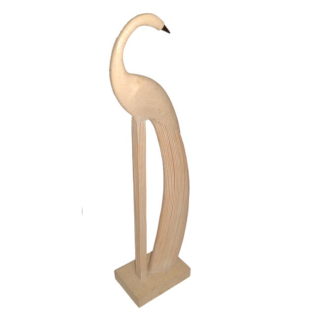 Large Hollywood Regency style crane bird sculpture by Maitland Smith. The tall crane bird is made out of tessellated...