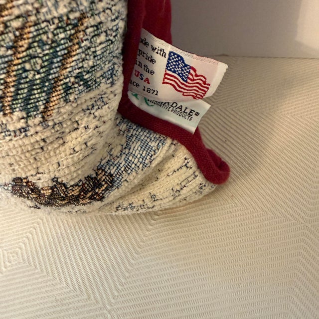 Vintage Rustic Winter Woodland Animal & Birds Tapestry Pillow by Riverdale For Sale In Raleigh - Image 6 of 7