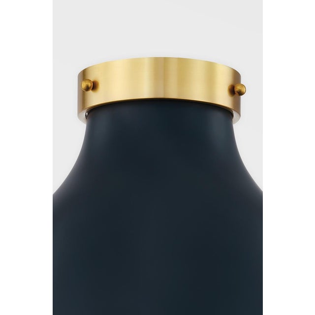 Hudson Valley Lighting Hudson Valley Lighting Mark D. Sikes Painted No. 3 2-Light Flush Mount, Aged Brass/Darkest Blue For Sale - Image 4 of 5