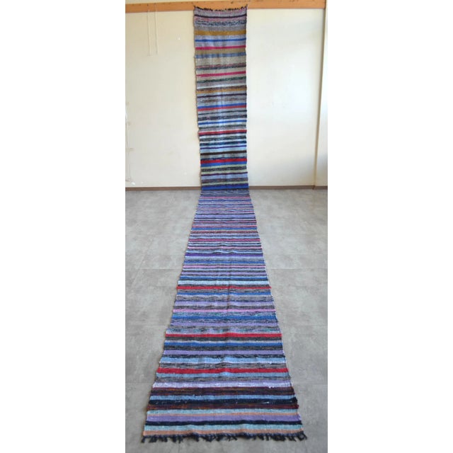Vintage Handmade Rag Runner Rug - 2′2″ × 21′2″ For Sale - Image 9 of 9