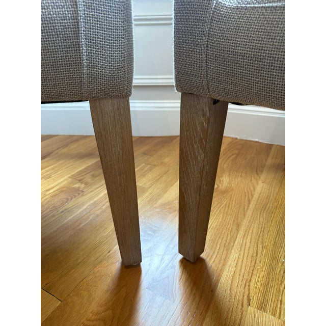 Pottery Barn Practically New Set of 4 Pottery Barn Slope Arm Dining Chairs Gray W/ Seadrift Legs For Sale - Image 4 of 8
