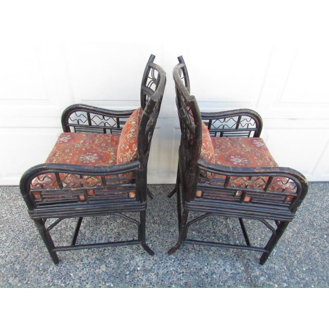 Pair of Ebonized Bamboo Armchairs in the Brighton Pavillion Style For Sale - Image 10 of 18