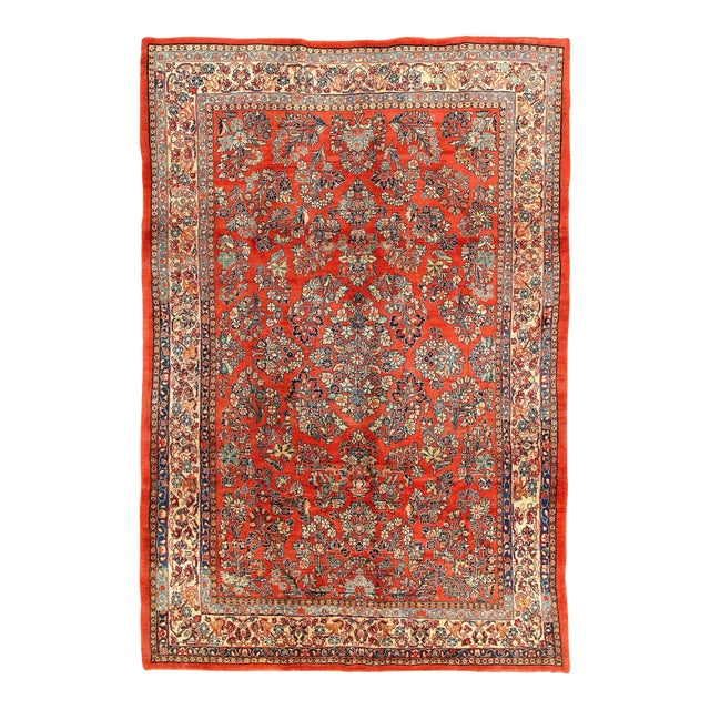 1920s Vintage Persian Sarouk Rug 6'3'' X 9'4'' For Sale