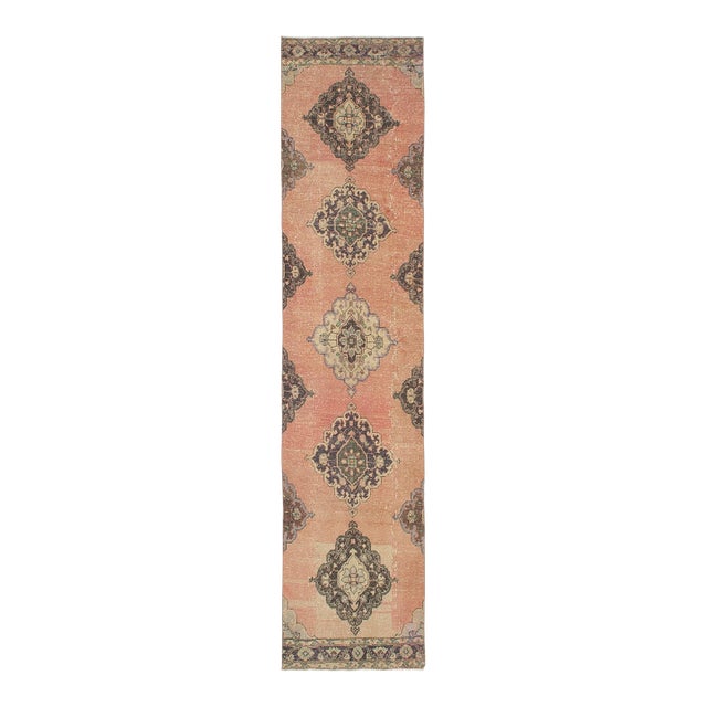 Washed Out Vintage Turkish Runner Rug - 2`11" X 13`1" For Sale