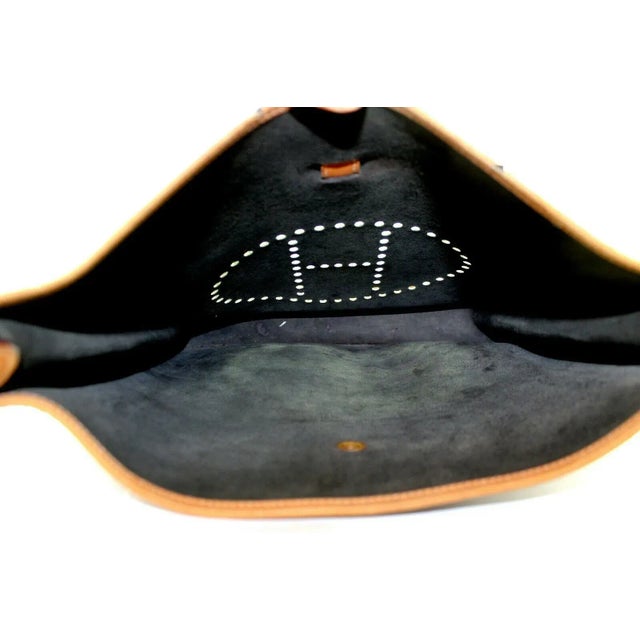 Animal Skin Hermes Evelyne Black + Brown Trim Leather GM Handbag Purse For Sale - Image 7 of 7