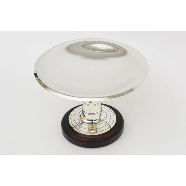 Art Deco Vintage Art Deco French Silver-Plate and Rosewood Pedestal Bowl or Serving Piece For Sale - Image 3 of 10