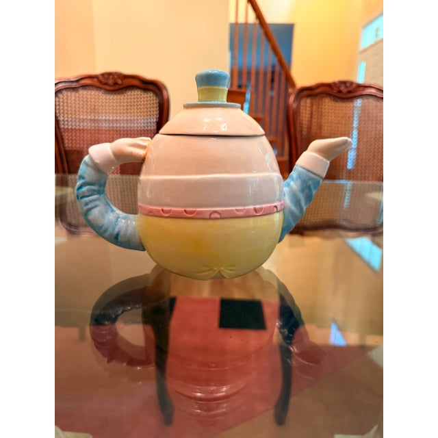 A delightful and nostalgic vintage ceramic novelty teapot depicting the iconic nursery rhyme character, Humpty Dumpty....
