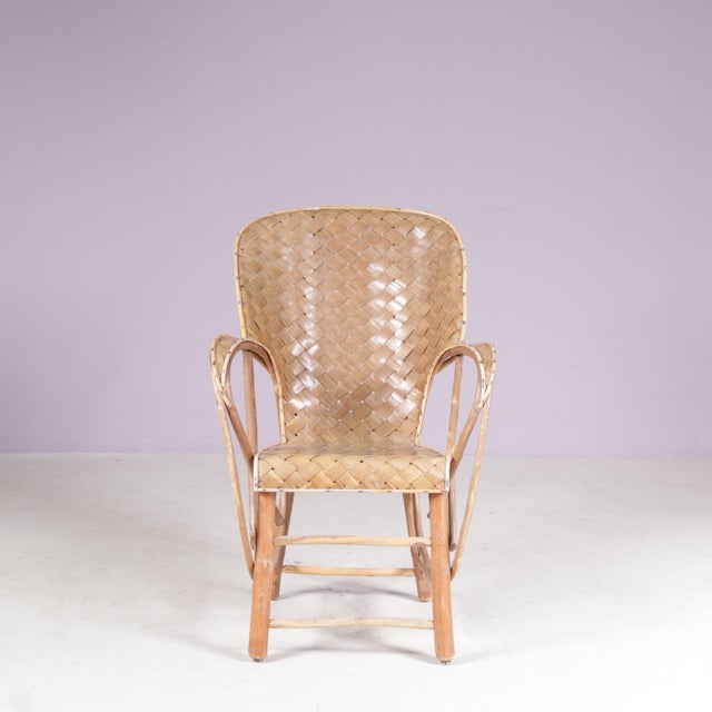 Dating from the 1950s, this rare woven chair has a distinctive architectural character and a strong connection to the...