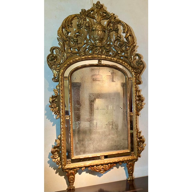Large 19th Century French Giltwood Marriage Mirror Antique Overmantel Mirror with Original Mercury Foxed Glass For Sale - Image 13 of 13