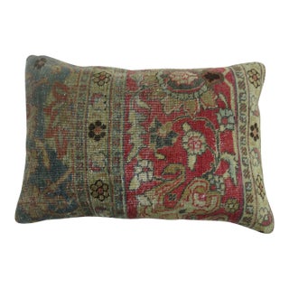 Zabihi Collection Pink Gray Traditional Tabriz Lumbar Size Rug Pillow For Sale