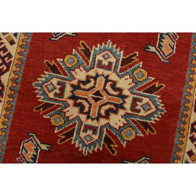 Textile Kazak Runner 2’11” X 13’2” Red Wool Tribal Hand-Knotted Oriental Rug For Sale - Image 7 of 13