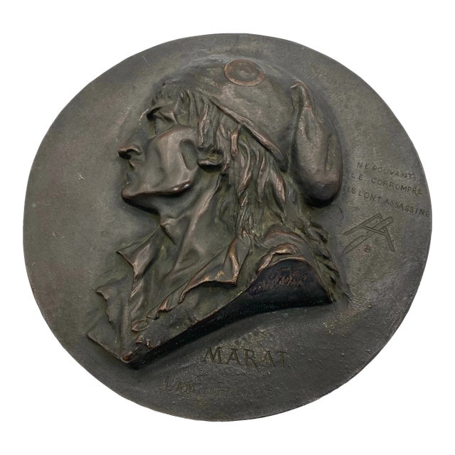 1868 French Antique Bronze Plaque of Jean Paul Marat by Jean Baptiste Buisson For Sale