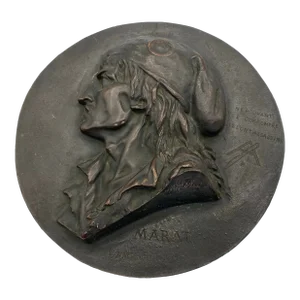1868 French Antique Bronze Plaque of Jean Paul Marat by Jean Baptiste Buisson