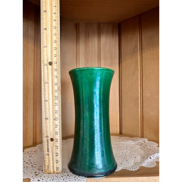 Late 19th Century Antique Awaji Pottery Vase Monochrome Green Signed Japan Arts & Craft Movement For Sale - Image 5 of 7