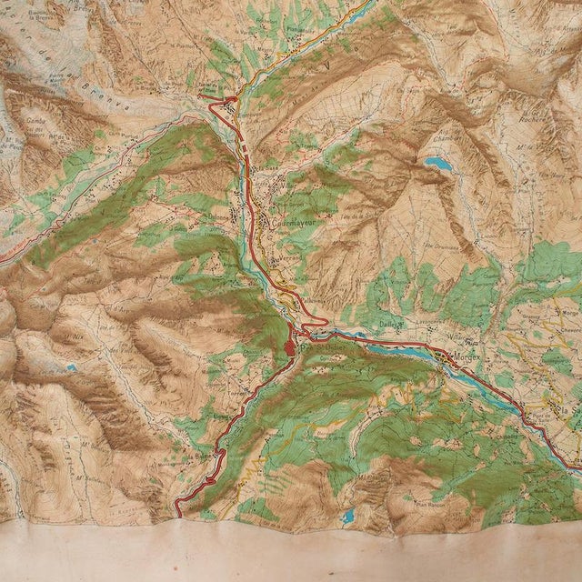 Vintage French Raised Relief Map of Mont Blanc Massif, 1970s For Sale - Image 11 of 13