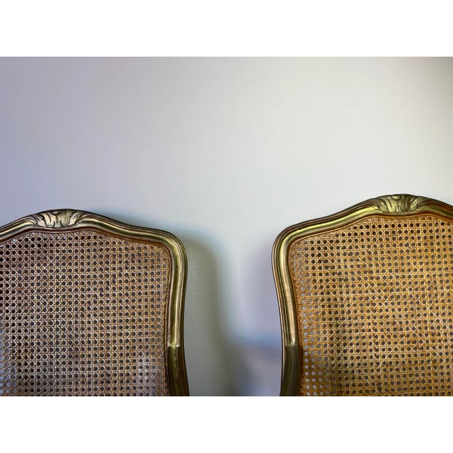 Hollywood Regency French Louis XV - Style Cane Back & Seat Armchairs - A Pair/ Sold For Sale - Image 12 of 12