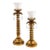 Vintage Gold Palm Tree Candle Holders With Crystal Prisms – Pair For Sale