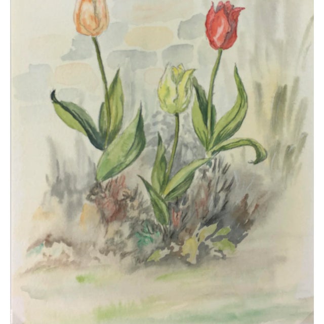 Realism Watercolor Painting - Delicate Tulips For Sale - Image 3 of 5