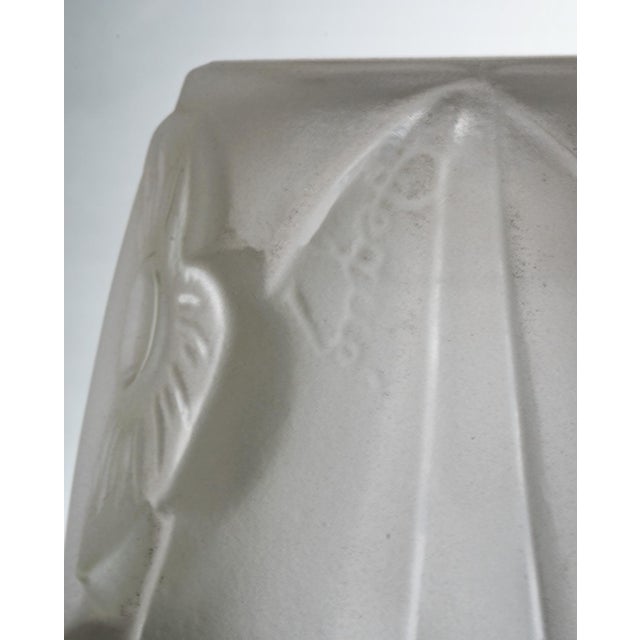 Degue French Art Deco Table Lamp 1930s - Floral Glass & Nickeled Bronze For Sale - Image 9 of 9