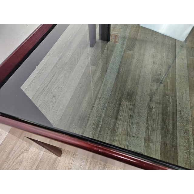 Wood Coffee Table with Smoked Glass attributed to Afra and Tobia Scarpa for Cassina, 1960s For Sale - Image 7 of 18