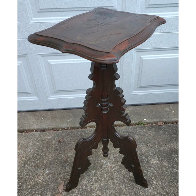 19th Century Eastlake Carved Walnut Stand Pedestal For Sale - Image 4 of 7