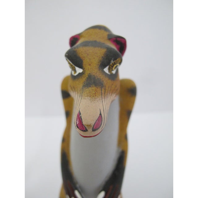 Alebrije Carved Wood MeerKat Tiger Hybrid Animal Oaxaca Mexico Folk Art Figurine For Sale In Portland, OR - Image 6 of 12