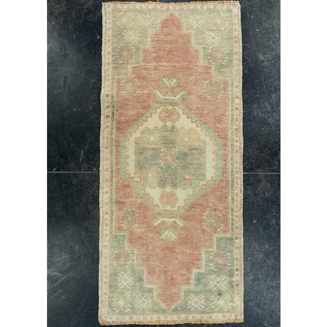 Red Turkish Mini Rug Oriental Hand Knotted Vintage Rug 1'7" x 3'6" #20742 For Sale - Image 8 of 8