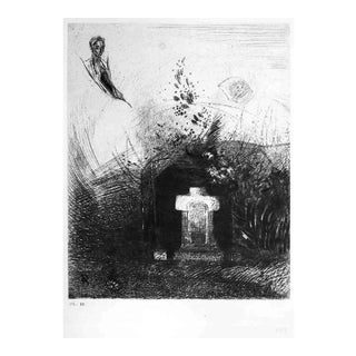 Illustration from the series ''Les Fleurs du mal'' - Etching After O. Redon 1923 For Sale