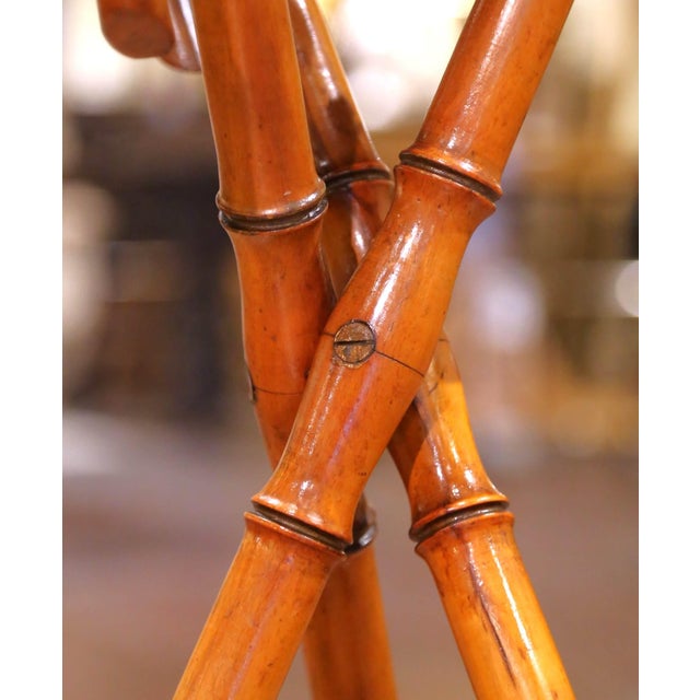 Brown 19th Century French Hand Crafted Faux Bamboo Tripod Display or Plant Stand For Sale - Image 8 of 12