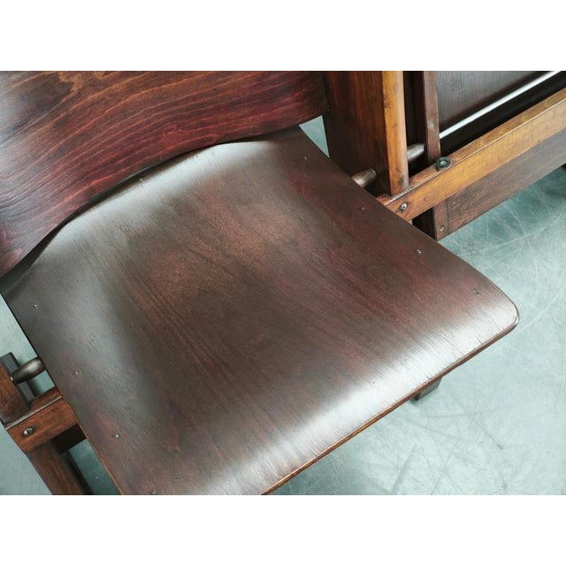 Brown Czech Art Deco 2-Seater Cinema Bench in Beech Wood, 1920s For Sale - Image 8 of 15
