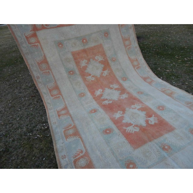 Tribal Vintage Distressed Pastel Color Oushak Area Rug 6′5″ × 10′3″ For Sale - Image 3 of 11
