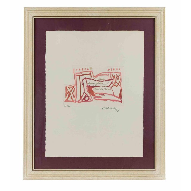 Etching realized by Pierre Alechinsky in 1987. Specime out of commerce (HC), hand signed in pencil. Includes a wooden...