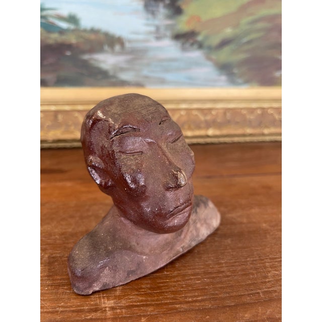Vintage Abstract Clay Bust Sculpture With Possibly Red Iron Oxide Finish For Sale In Seattle - Image 6 of 9
