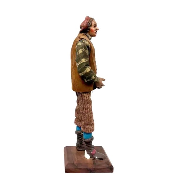 18th Century Neapolitan Crèche Figure, Terracotta & Wood Man With Red Beret For Sale - Image 9 of 10