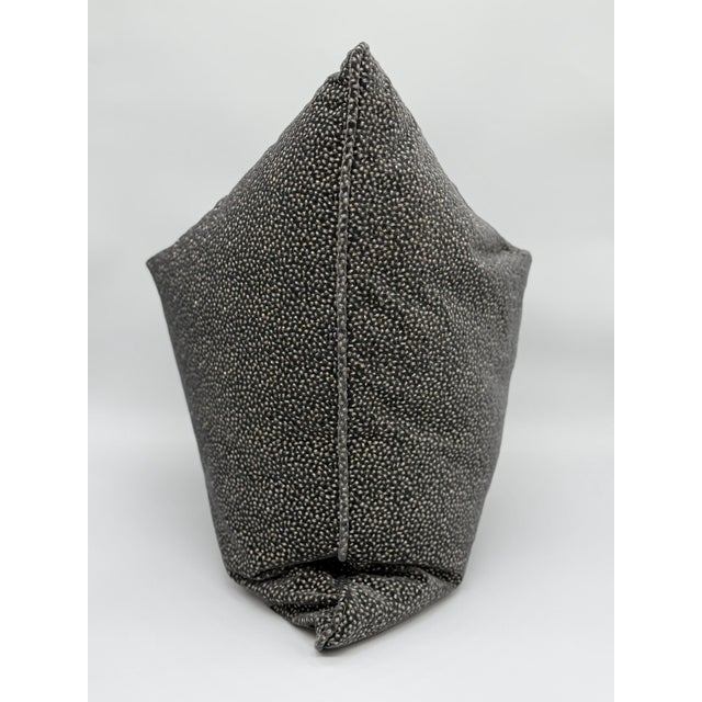 Charcoal Gray Velvet Throw Pillow Cover With Metallic Silver Embroidery For Sale - Image 4 of 7