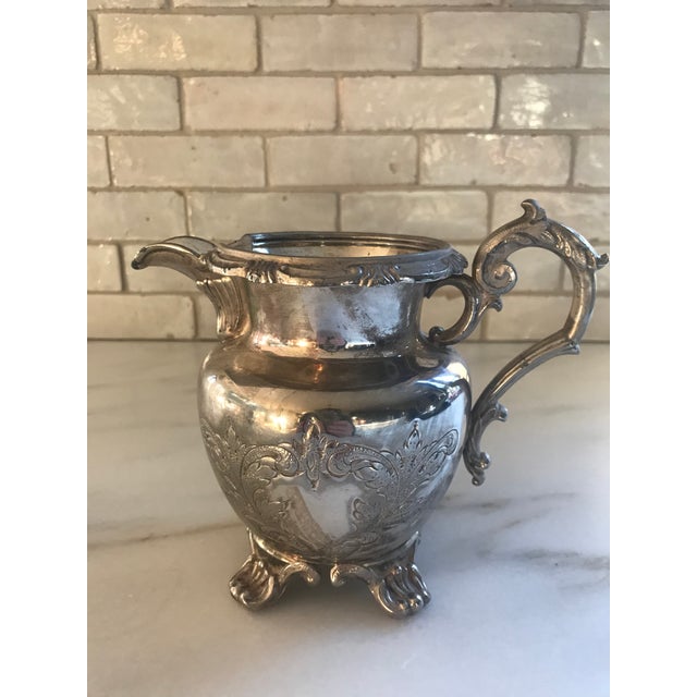 Vintage Hand-Chafed Maker's Marked Silver Plate Coffee and Tea Service - 8 Piece Set For Sale - Image 4 of 12
