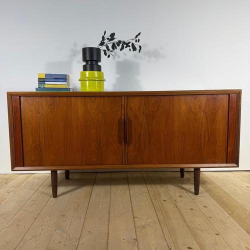 Mid-Century Scandinavian Teak Sideboard with Retractable Doors For Sale - Image 15 of 15