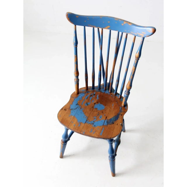 Wood Antique Painted Windsor Chair For Sale - Image 7 of 12