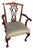 1920s Chippendale Style Dining Room Arm Chair Ivory Brocade Seat Ball & Claw For Sale