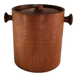 Mid 20th Century Large Teak Wood Ice Bucket With Lid in the Style of Digsmed