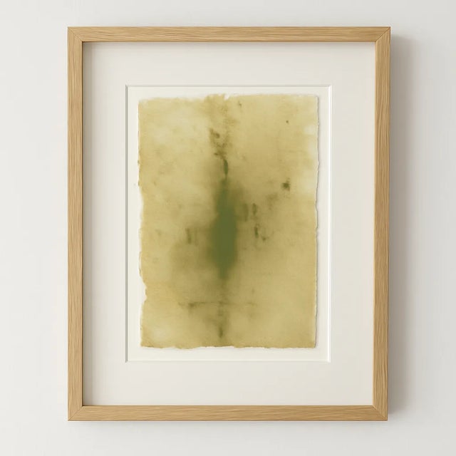 Verdant Memory - Quadriptych- Painting Series - Original Art by Carrie Bergey _ Olive Green, Ochre, White-Set of 4 For Sale - Image 4 of 7