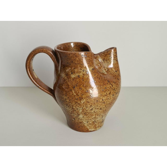 Mid-Century Modern Zoomorphic Owl Pitcher in Pyrite Sandstone, France, 1950s For Sale - Image 3 of 18