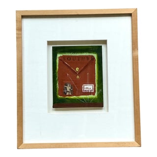 Framed Abstract Mixed Media Postal Design Art For Sale