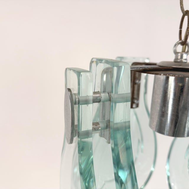 Glass 1970s Italian Designer Chandelier For Sale - Image 7 of 12
