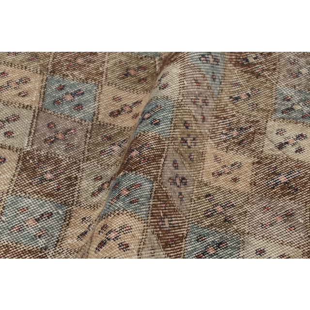 Textile Vintage Distressed Runner Rug, Polychrome Diamond Geometric Pattern - Rug & Kilim For Sale - Image 7 of 8